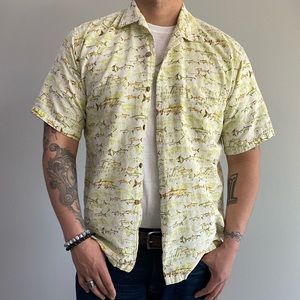 Hawaiian fish theme men’s shirt sleeve shirt